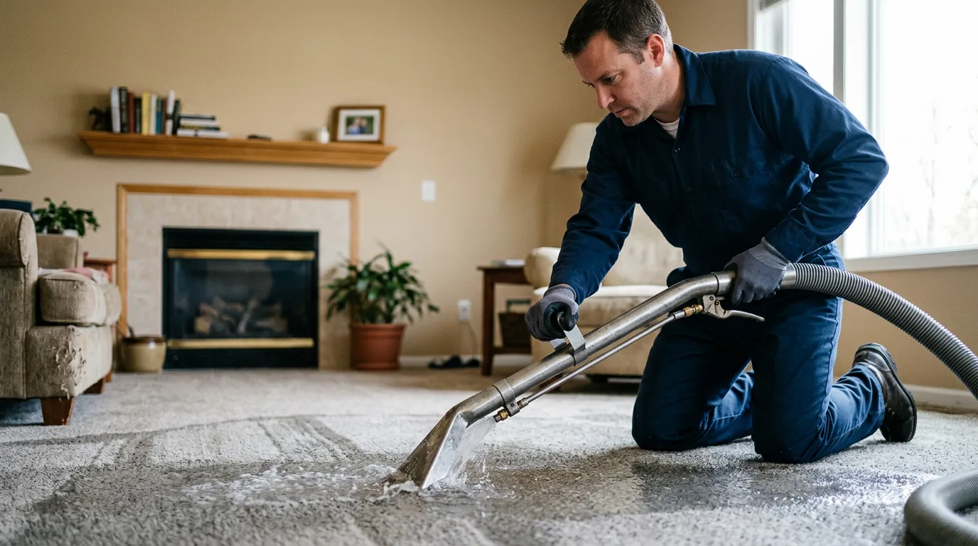 Water damage restoration technician working near Etna, CA